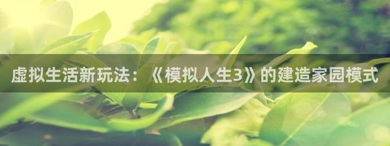 先锋娱乐客服：虚拟生活新玩法：《模拟人生3》的建造家园模式