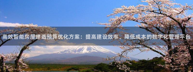 亚洲先锋娱乐登录：高效智能房屋建造预算优化方案：提高建设效率、降低成本的数字化管理平台